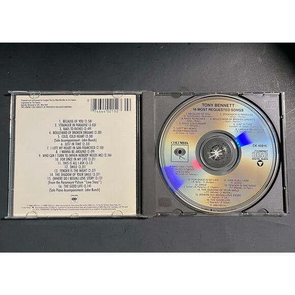 Tony Bennett - 16 Most Requested Songs CD (1986, Columbia) Digitally Remastered - Picture 4 of 6